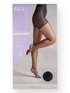 Silk Impressions Fine Sheer Pantyhose, 15 Denier Ultra Sheer 2-Pack XXXL